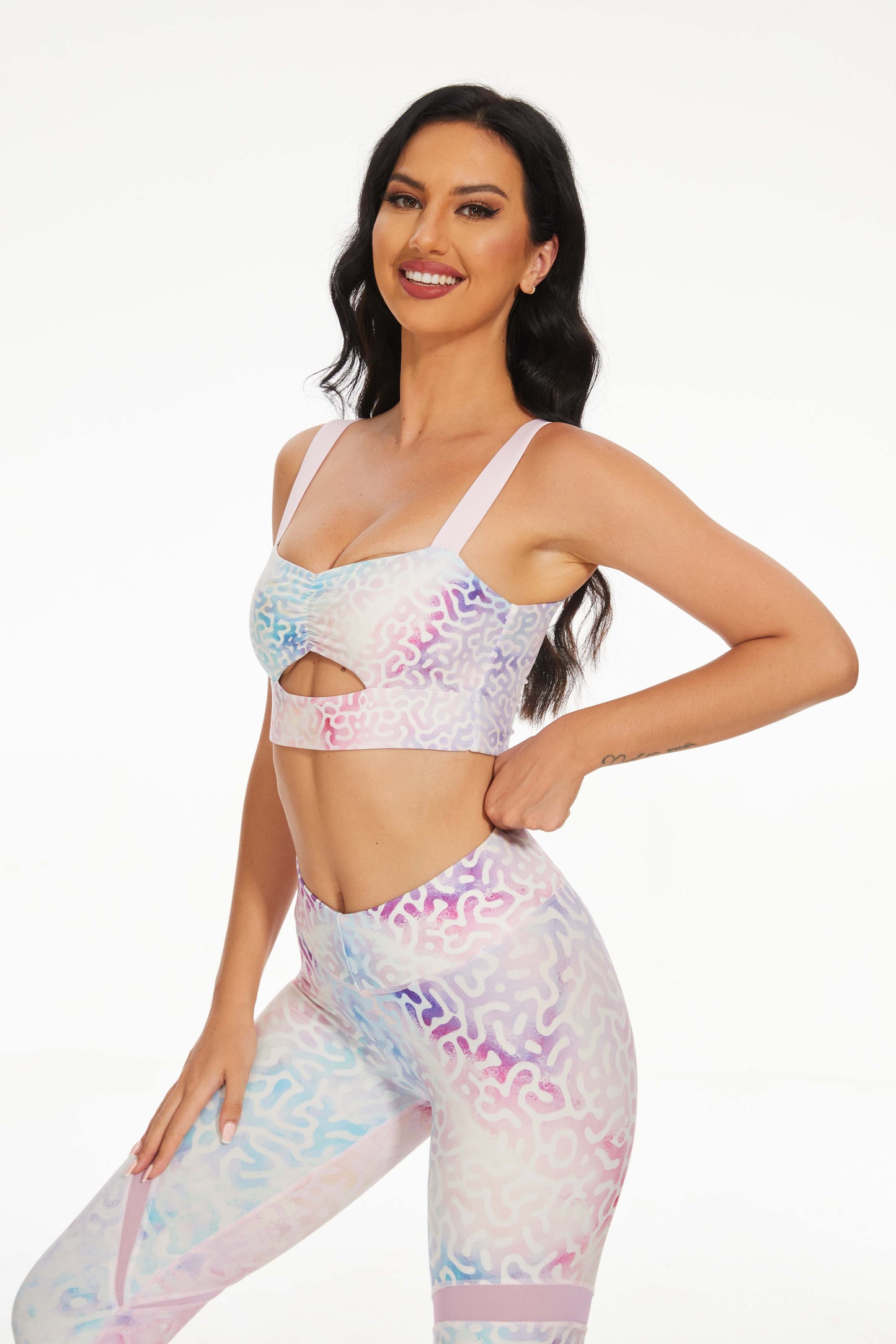 Iridescent Shells Four-Way Cutout Sports Bra