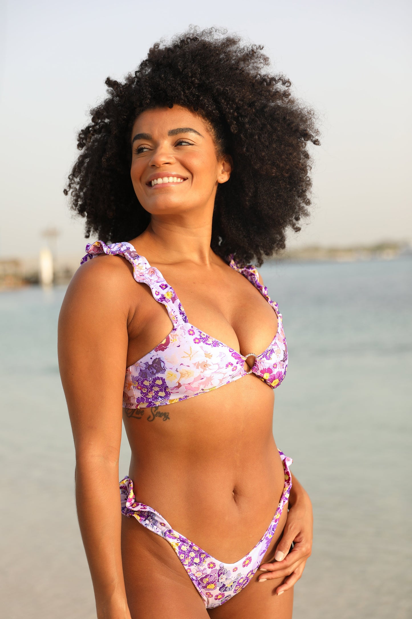 Lea Ruffled Shoulder Bikini Top-SILVERWIND