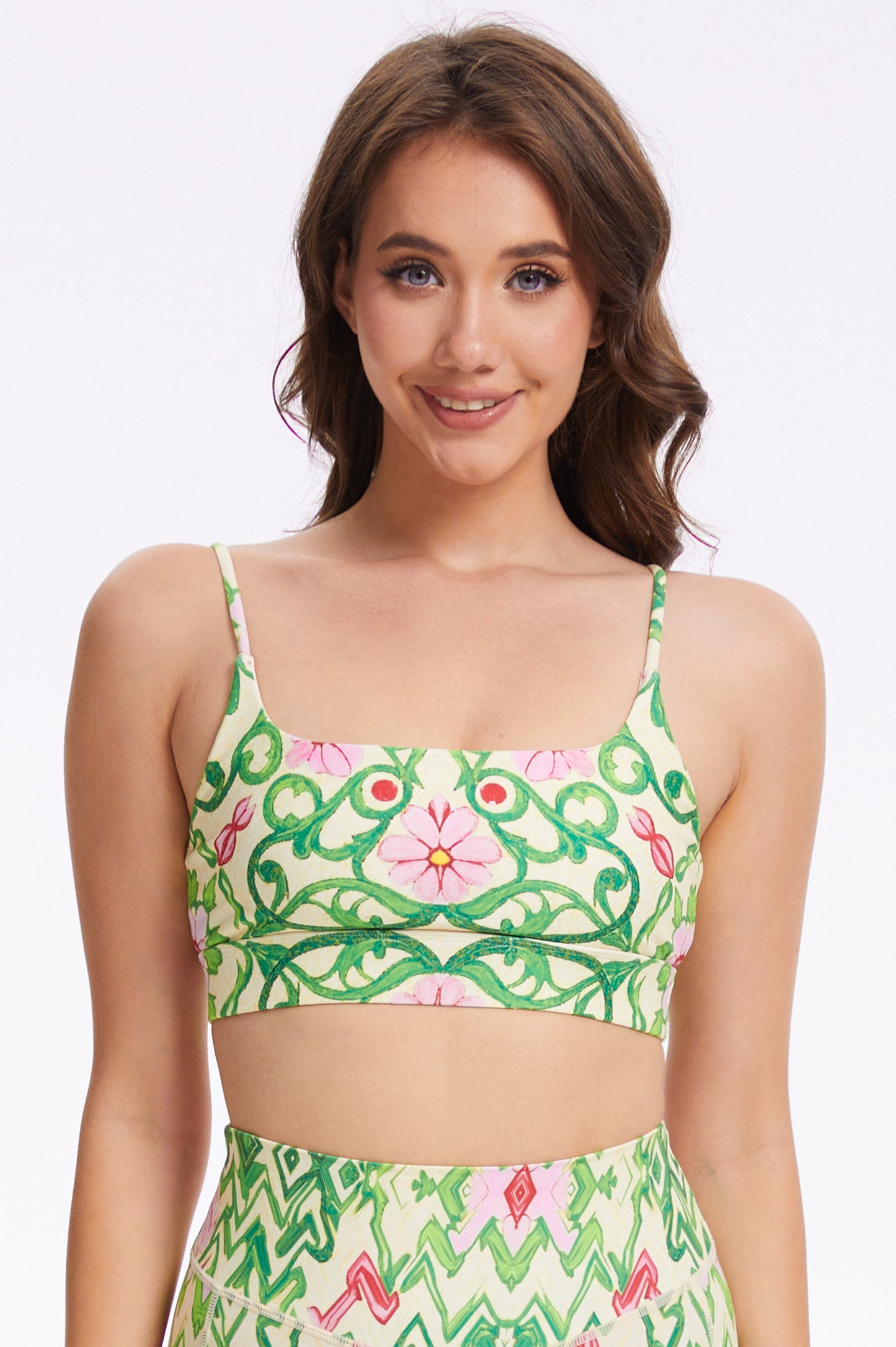 Verdant Lace Square Neck Sports Bra SILVERWIND