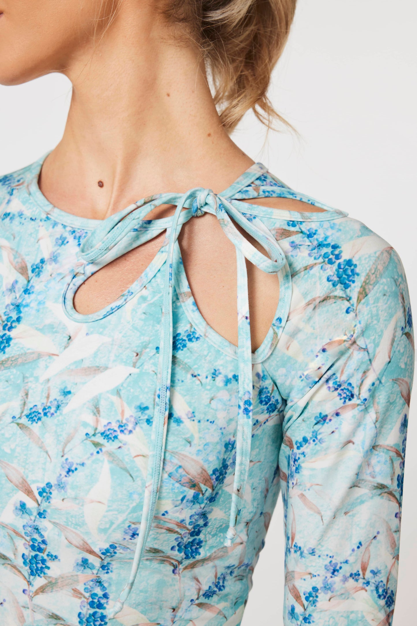 Tenacity Floral Shoulder Tie Long Sleeve Top
