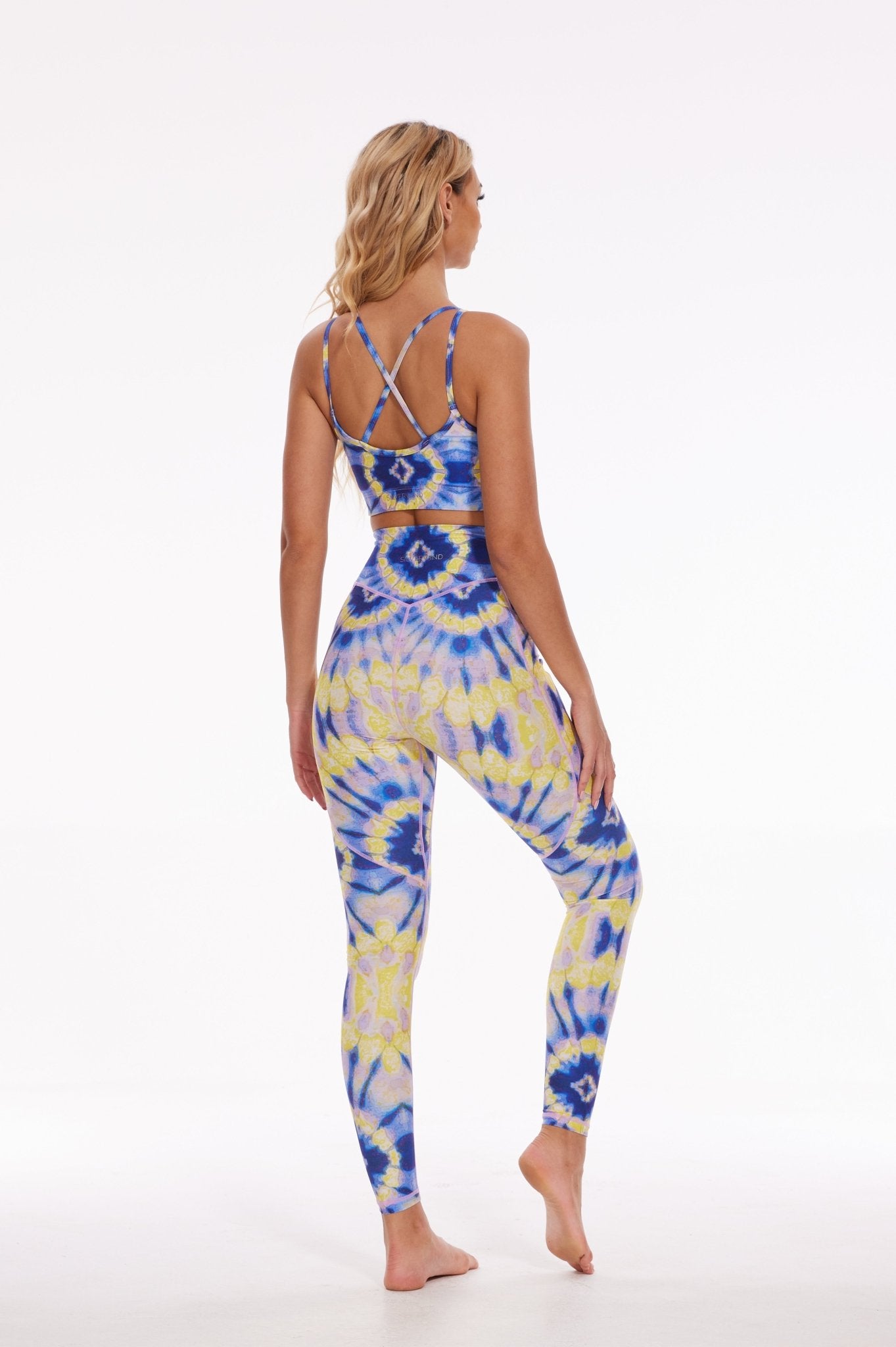 Abstract Dip - Dye Mesh Strappy Sports Bra - MYSILVERWIND