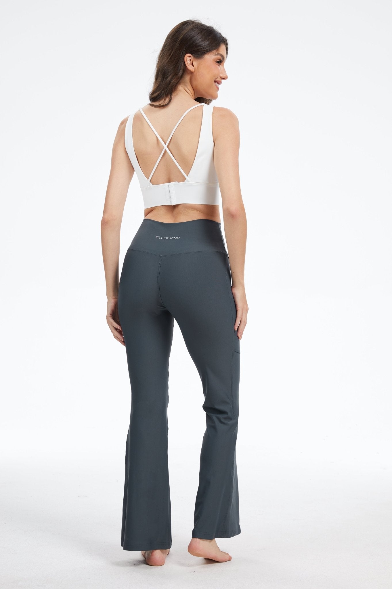 Bare High - waisted Flare Leggings - Charcoal Grey - MYSILVERWIND