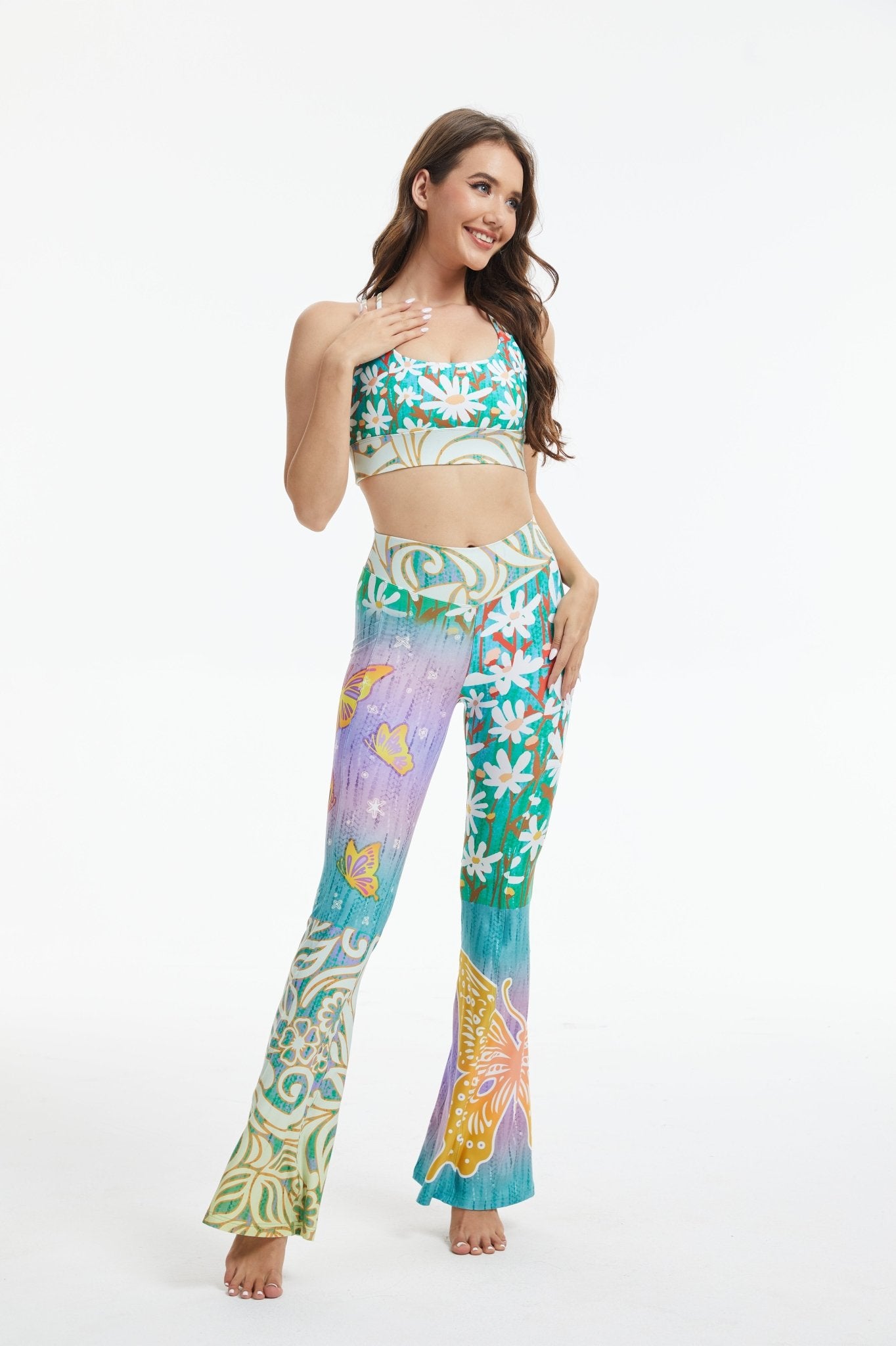 Butterfly Bloom Strappy Sports Bra - MYSILVERWIND