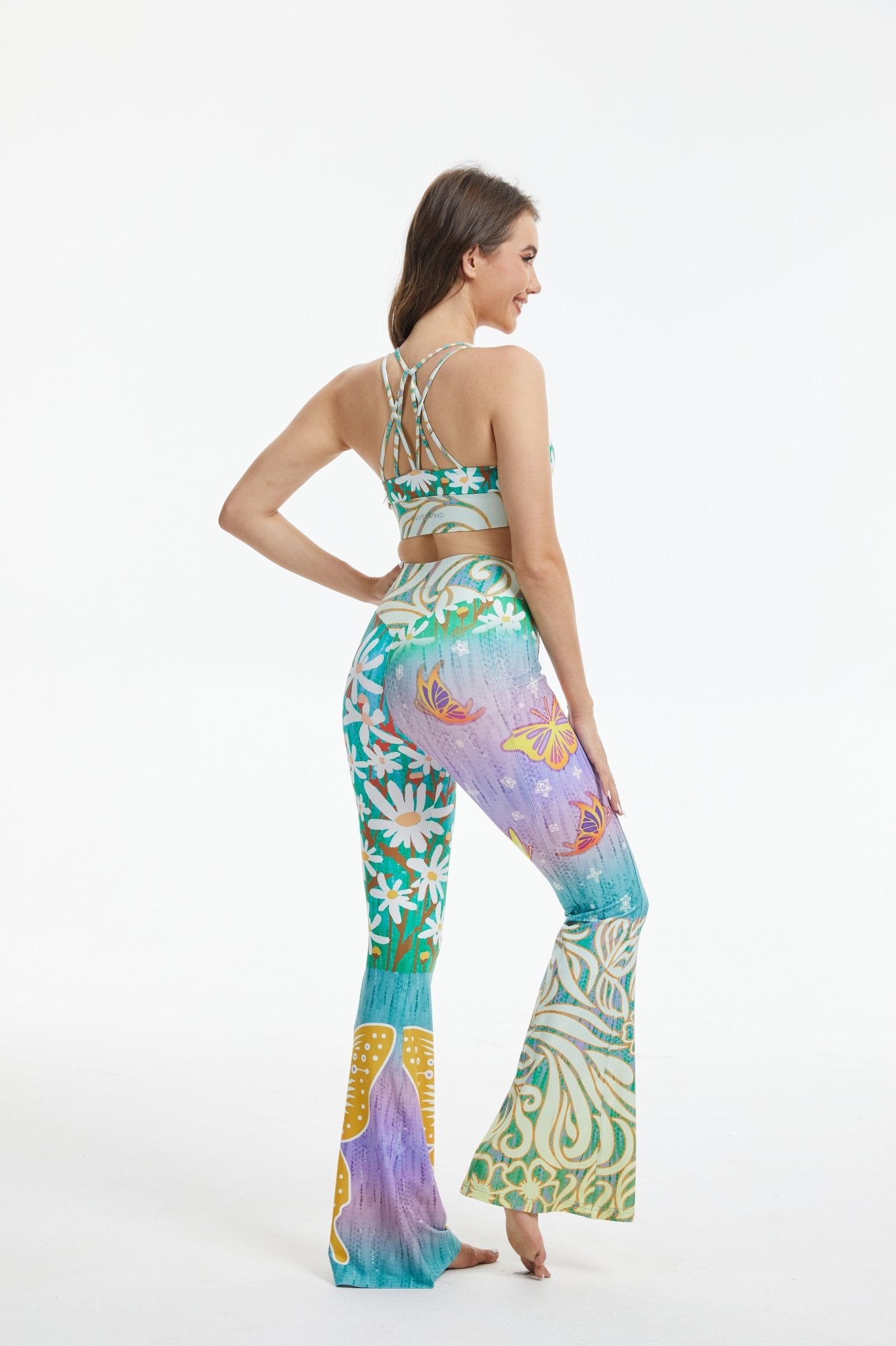 Butterfly Bloom Strappy Sports Bra - MYSILVERWIND