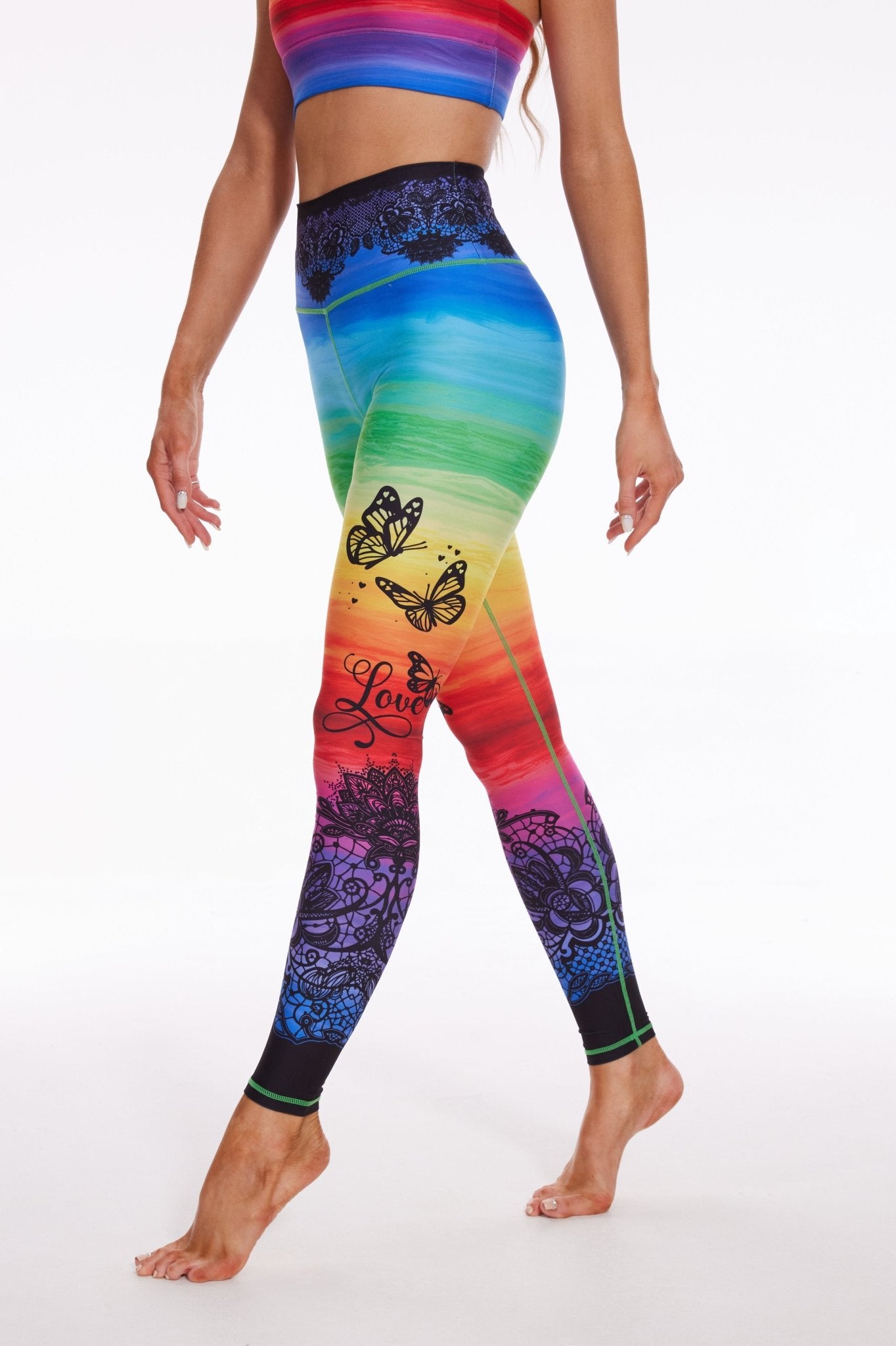 Colorful Horizon Lace High - waisted Leggings - MYSILVERWIND