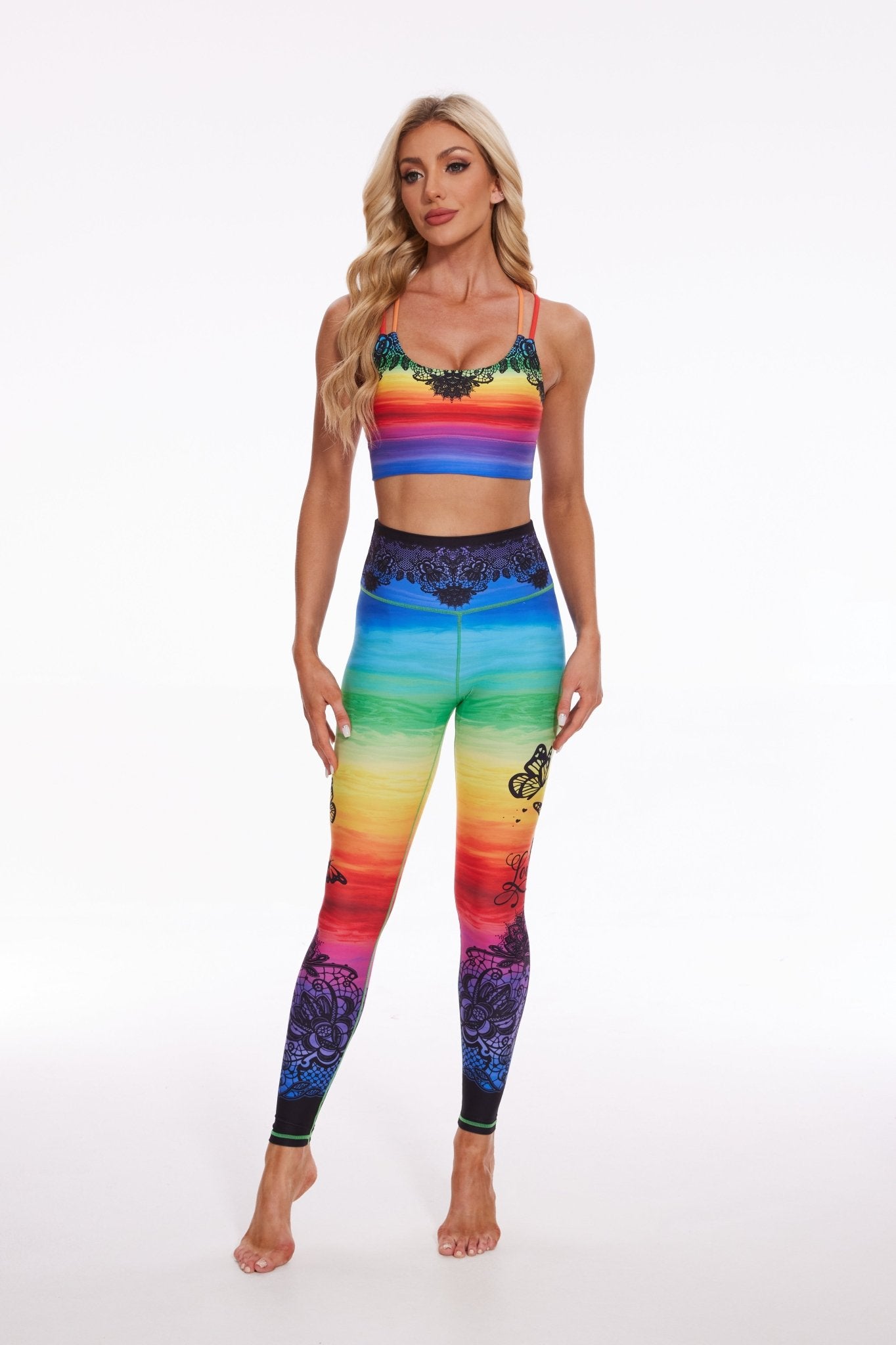 Colorful Horizon Lace High - waisted Leggings - MYSILVERWIND