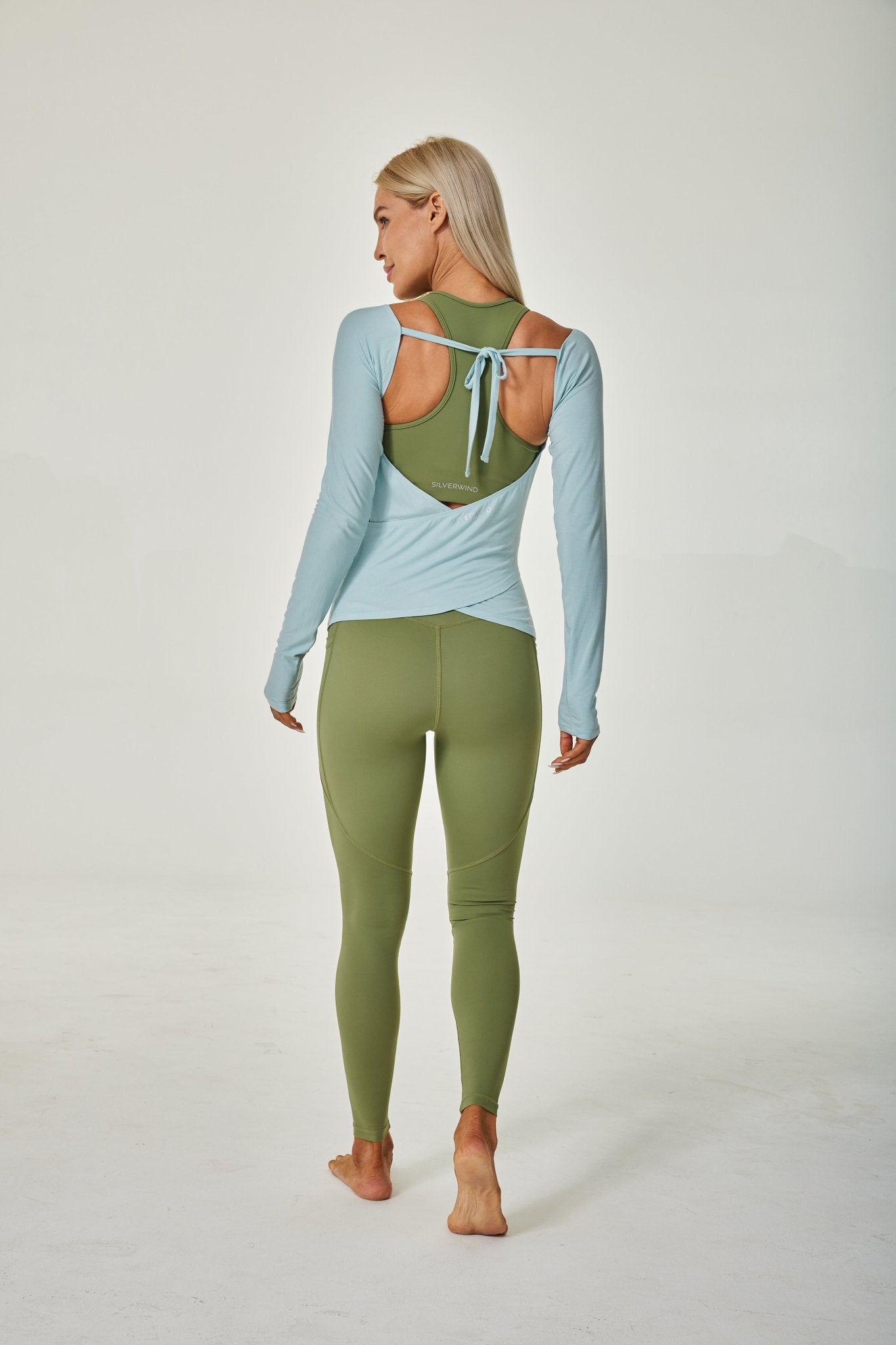 Cowl Neck Collar Slim Fit Long Sleeve Shirt - Nevada Sky Blue - MYSILVERWIND