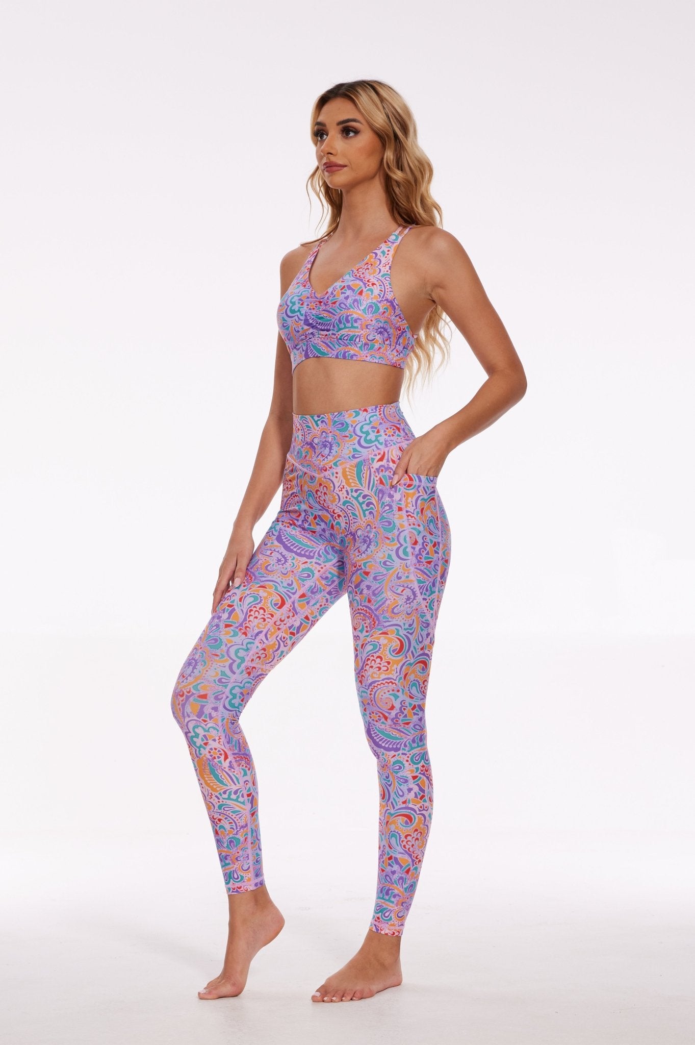 Eternal Paisley Cross Back Sports Bra - MYSILVERWIND