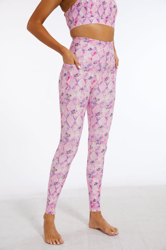 Gentle Pink Rose High - waisted Leggings - MYSILVERWIND