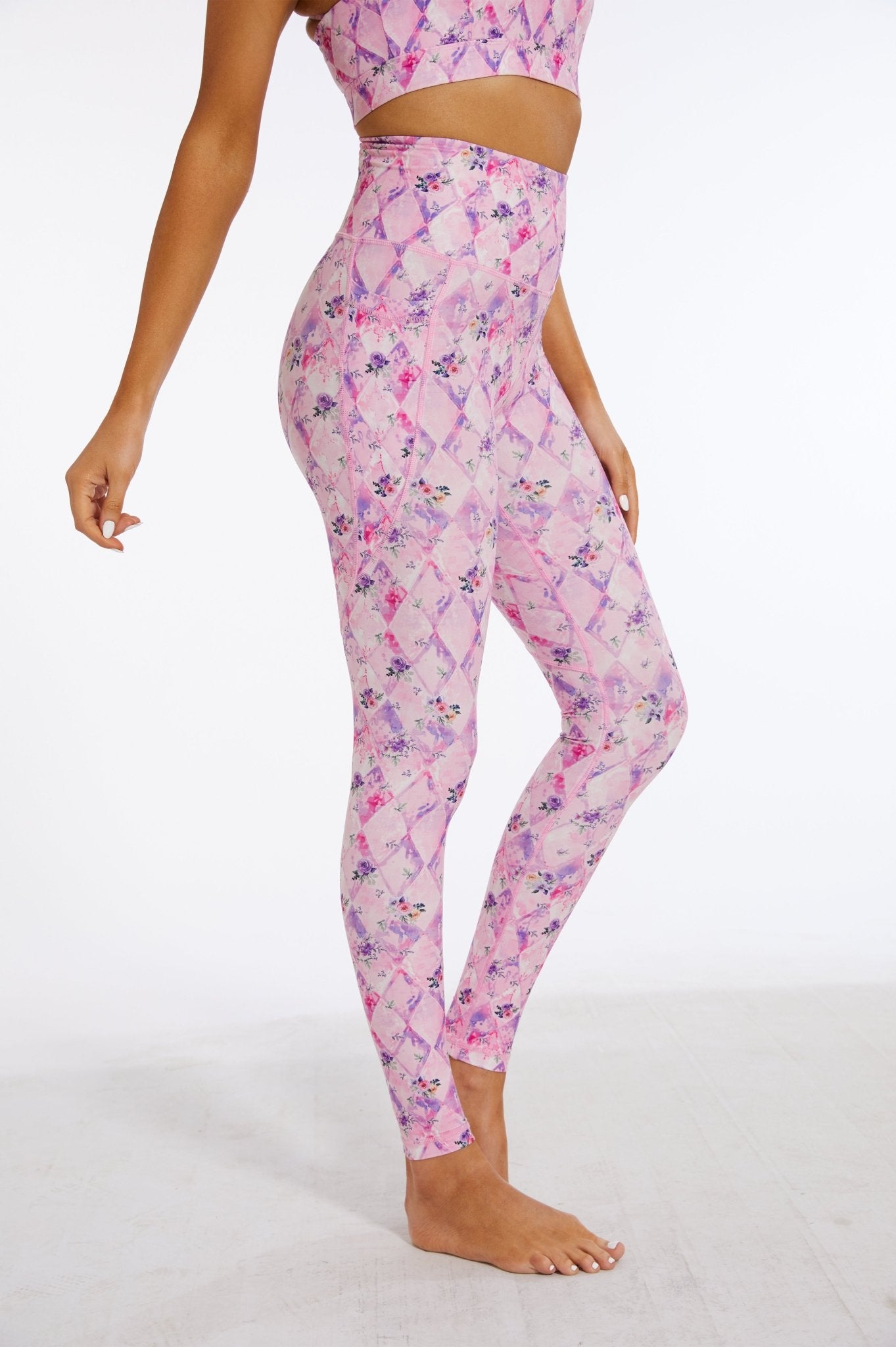 Gentle Pink Rose High - waisted Leggings - MYSILVERWIND