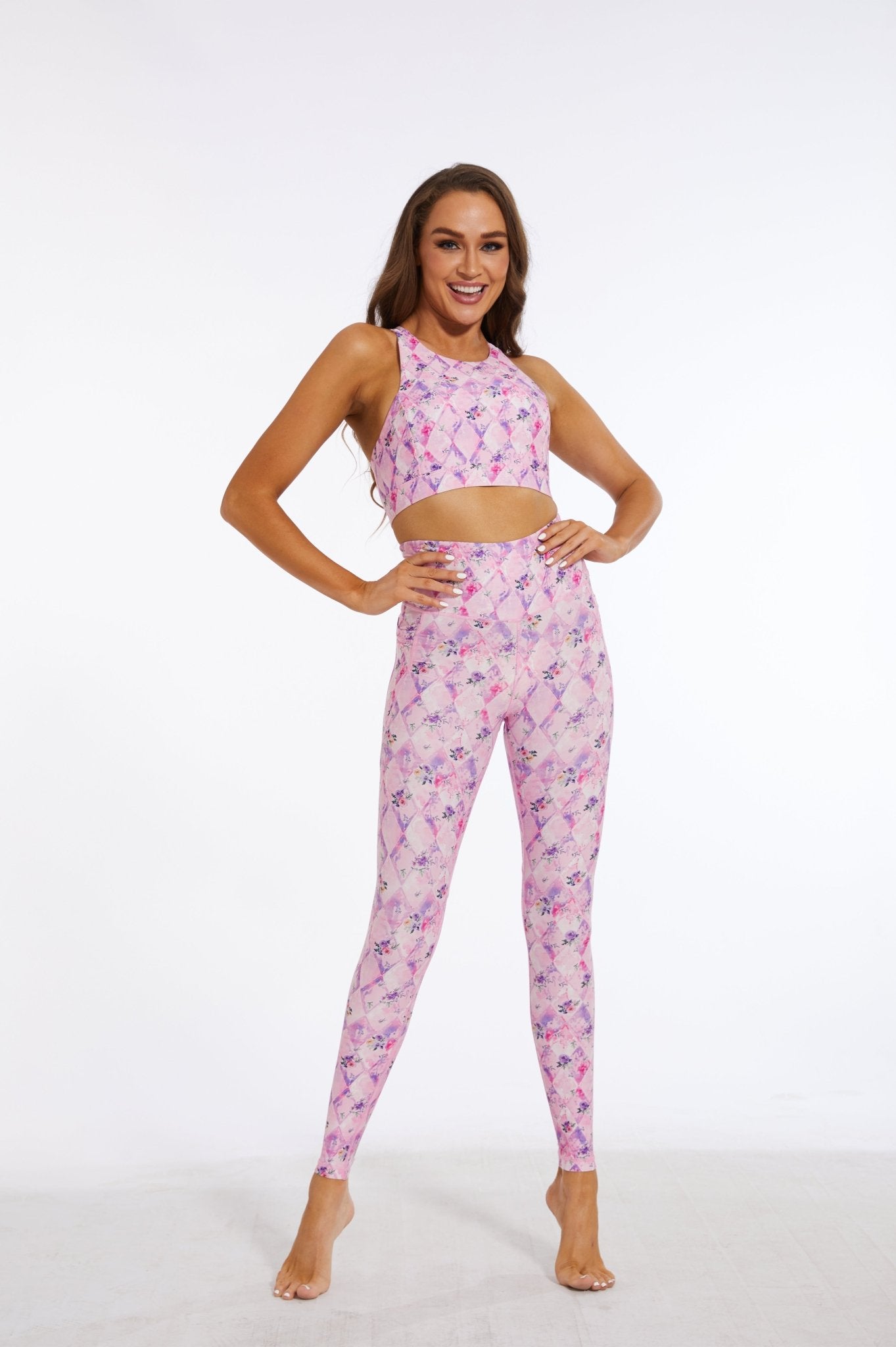 Gentle Pink Rose High - waisted Leggings - MYSILVERWIND