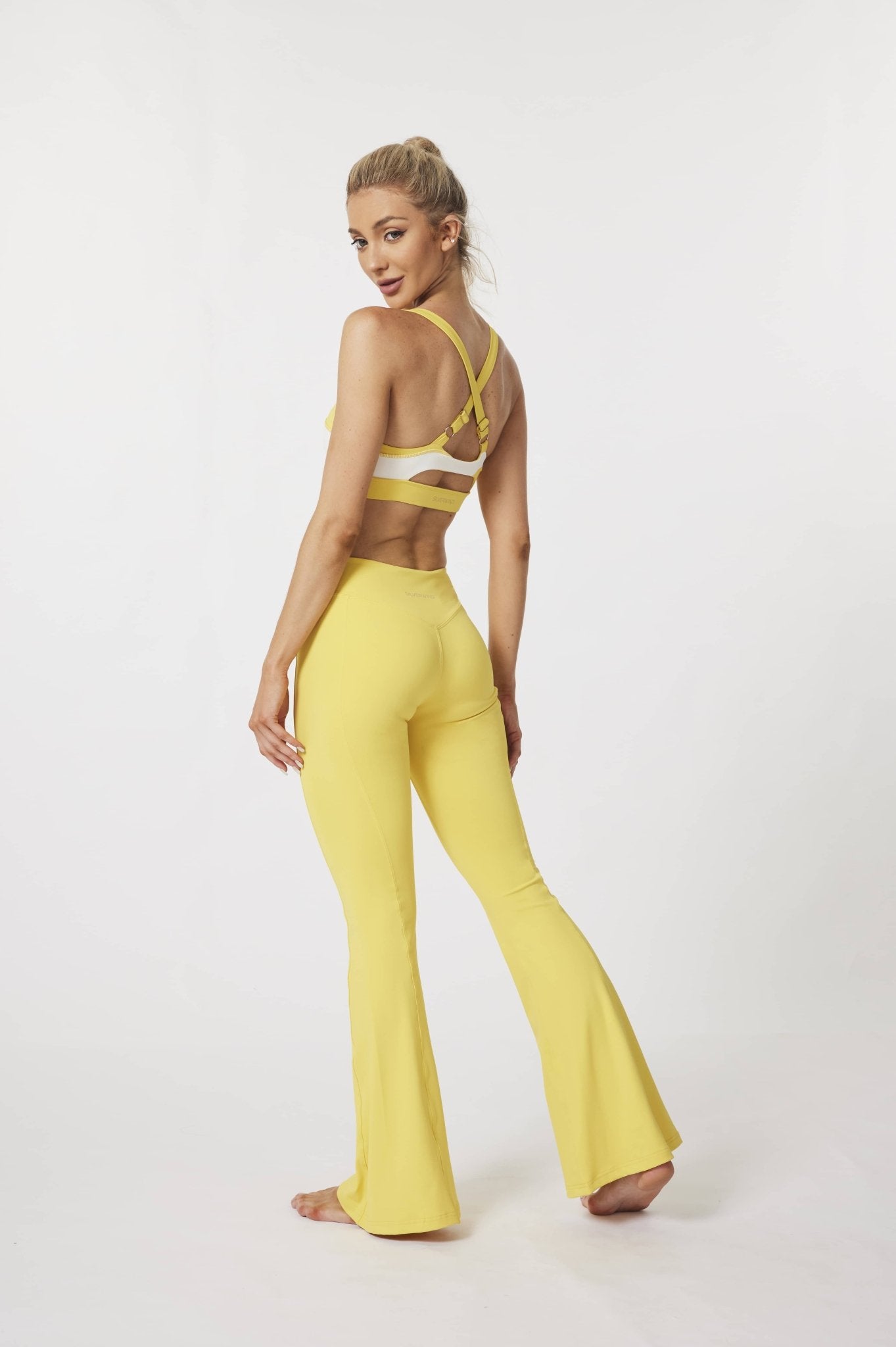 HeyCloud Mid - waisted Flare Leggings - Macaroon Yellow - MYSILVERWIND