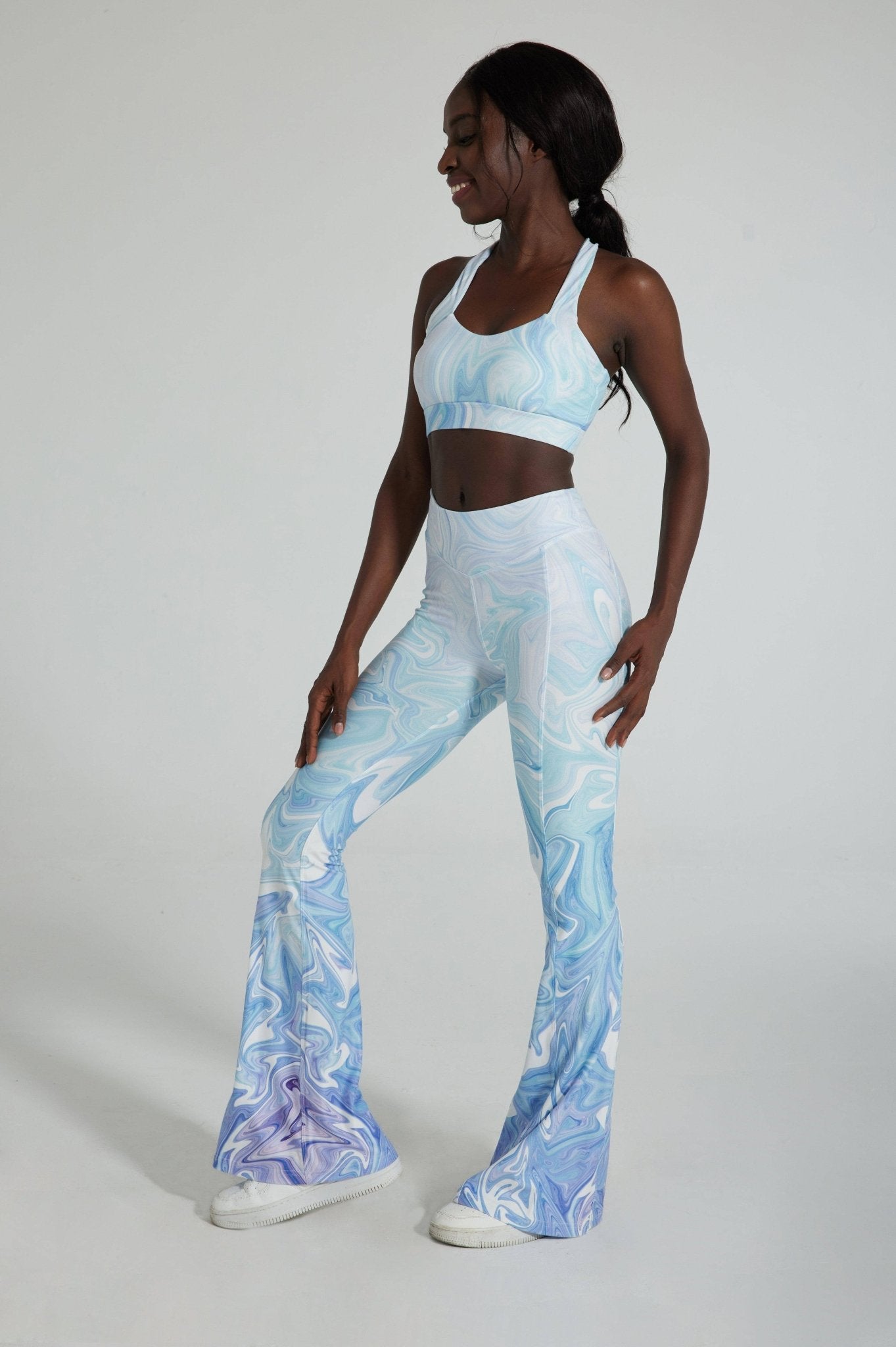 Illusion Flare Leggings - Sky Blue - MYSILVERWIND