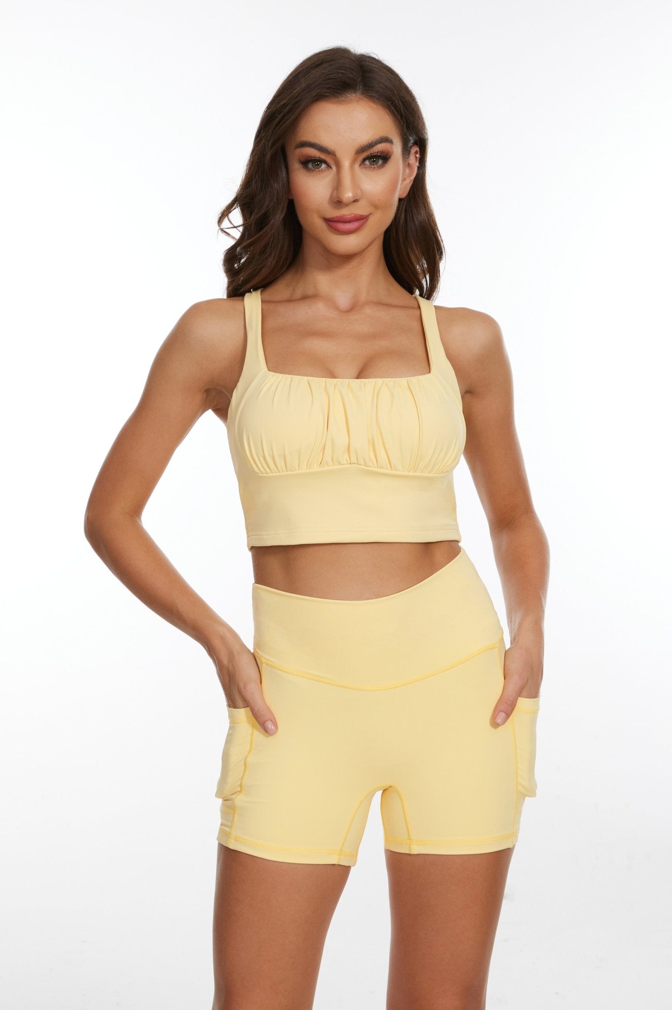 LuxeCool High - waisted Shorts - Cream Yellow - MYSILVERWIND