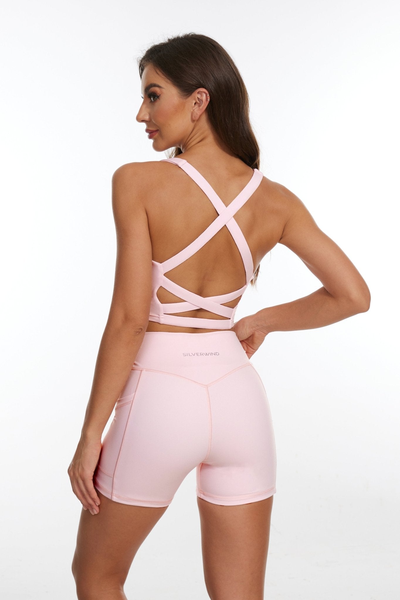 LuxeCool Ruched Bust Tank Bra - Crystal Pink - MYSILVERWIND