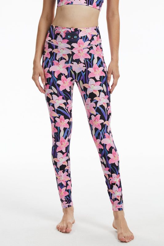 *Pre - Order* Enchanted Lily Cat High - Waisted Leggings With Pockets - MYSILVERWIND