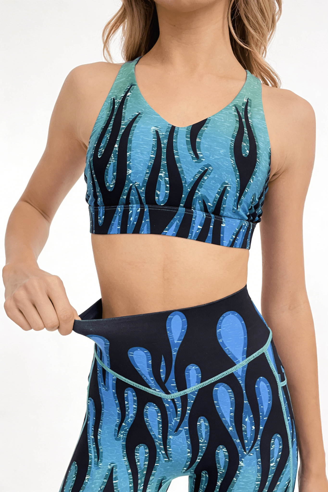 *Pre - Order* Flame High - waisted Leggings With Pockets - Green - MYSILVERWIND