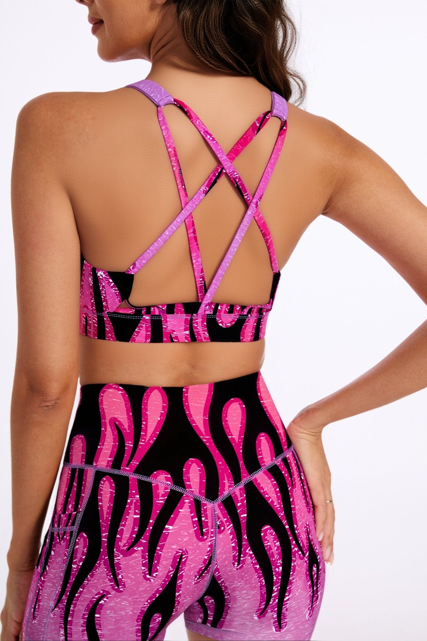 *Pre - Order* Flame V - shape Strappy Sports Bra - Purple - MYSILVERWIND