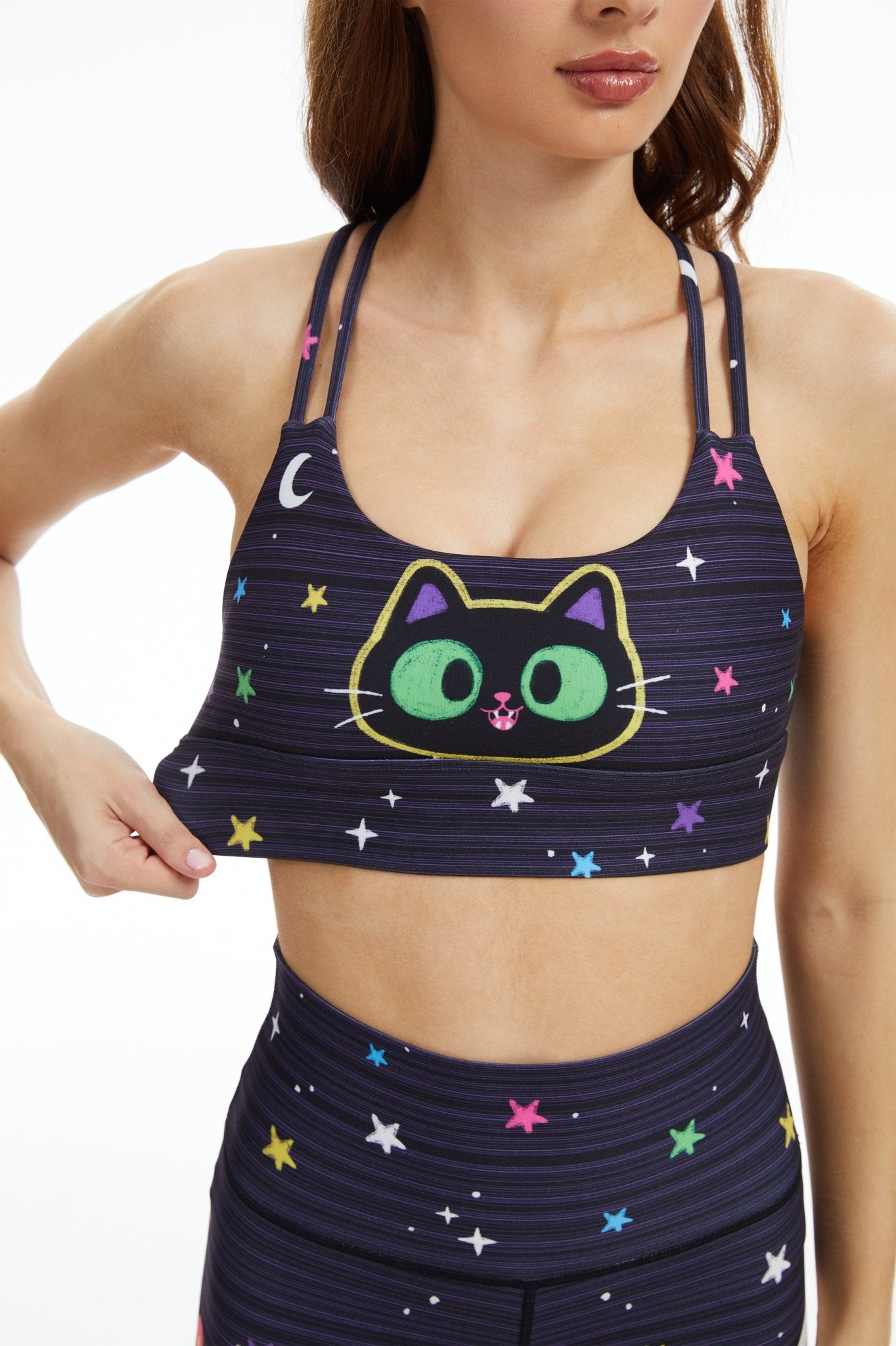 *Pre - Order* Magical Cats Strappy Sports Bra - MYSILVERWIND