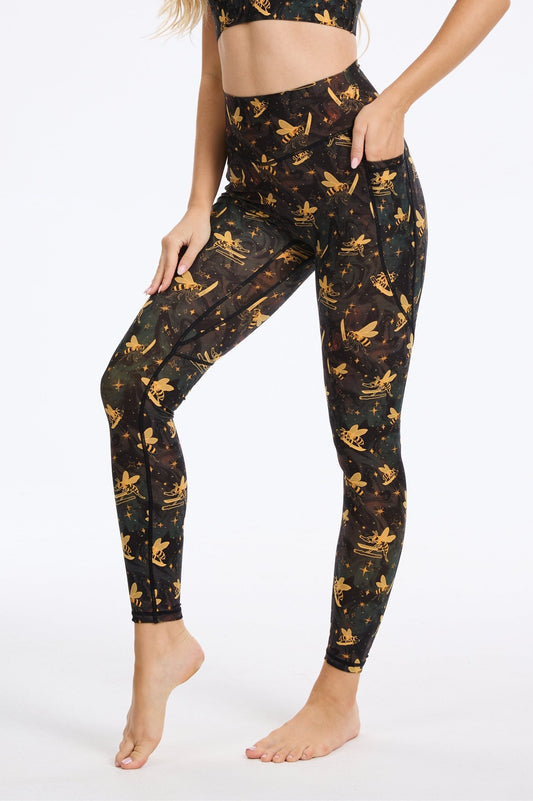 Queen Bee High - Waisted Leggings With Pockets - MYSILVERWIND