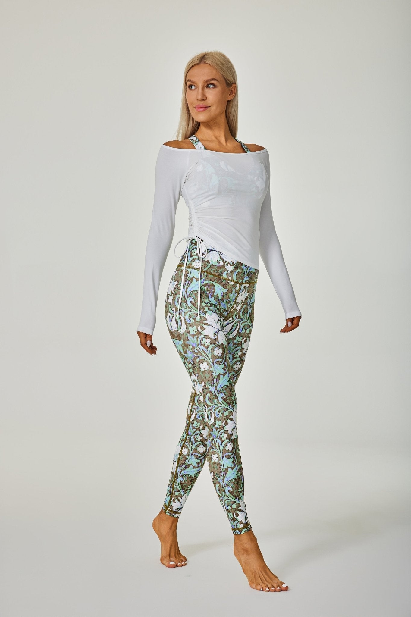 Recycled Cotton Wide Neck Fitted Long Sleeve - White - MYSILVERWIND