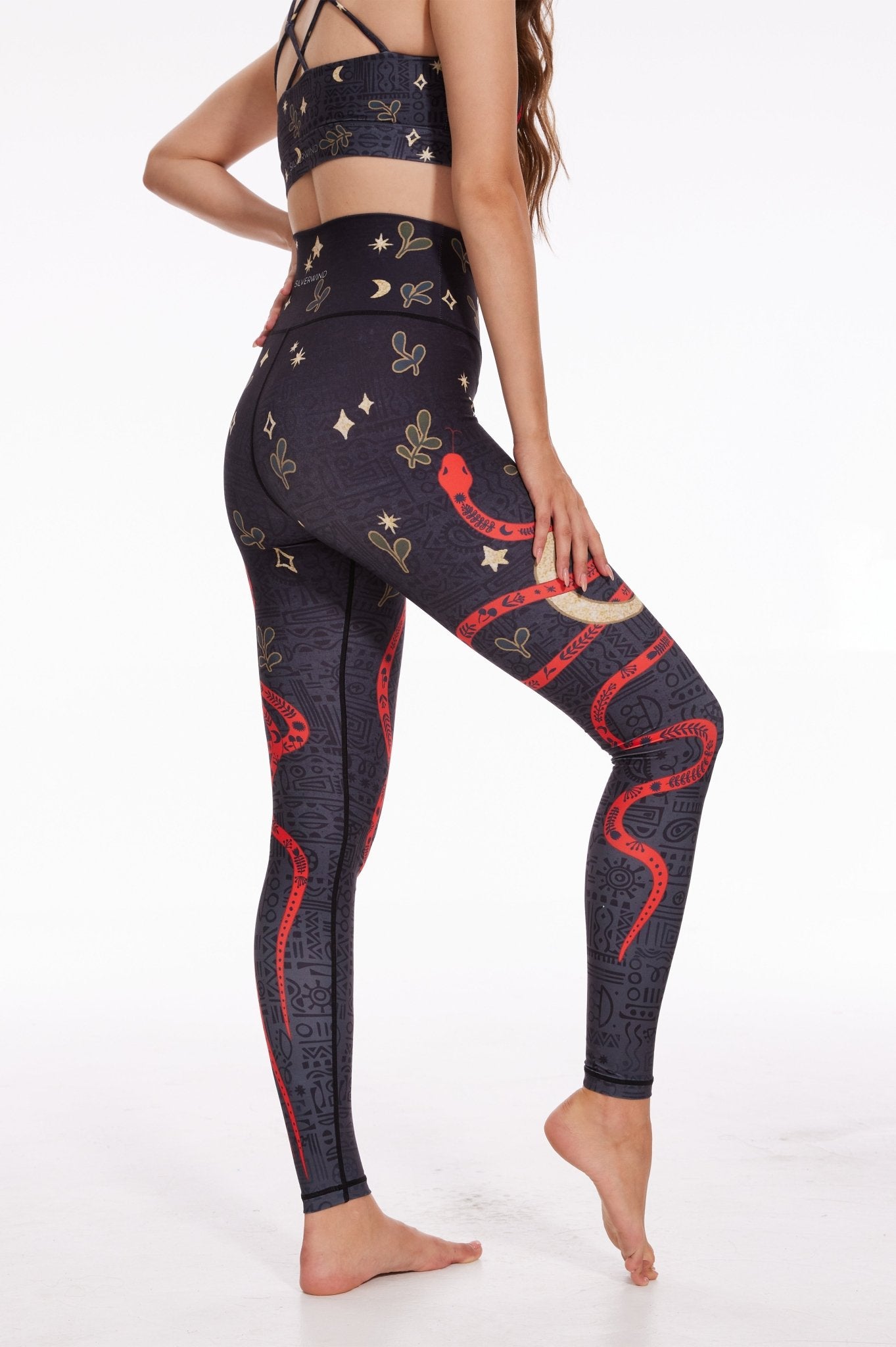 Red Serpent Eclipse High - Waisted Leggings - MYSILVERWIND