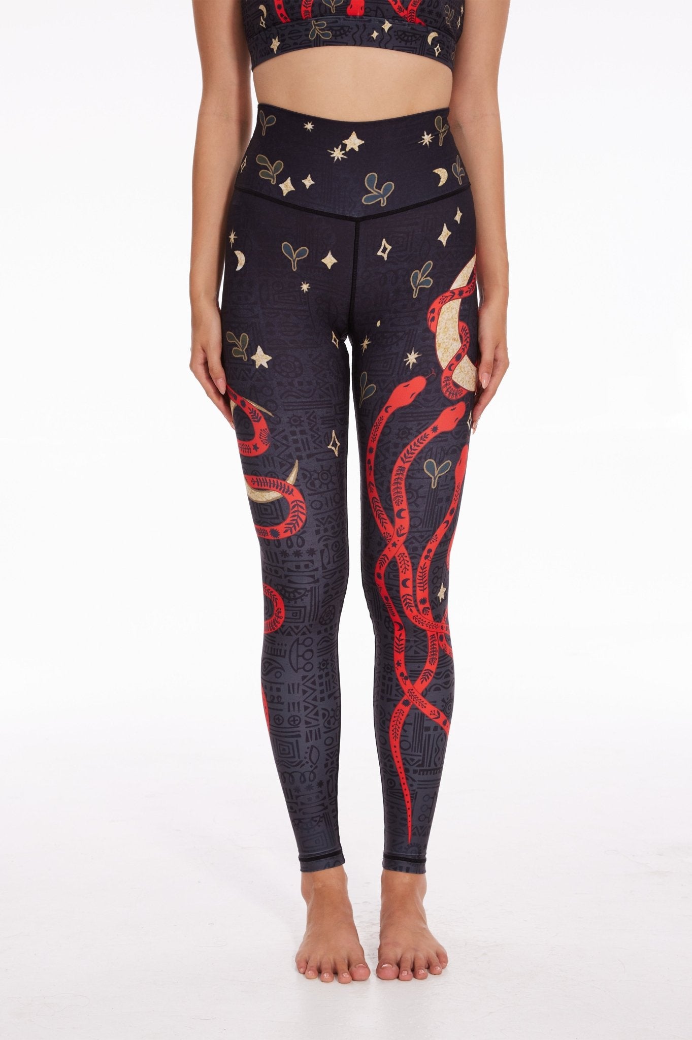 Red Serpent Eclipse High - Waisted Leggings - MYSILVERWIND