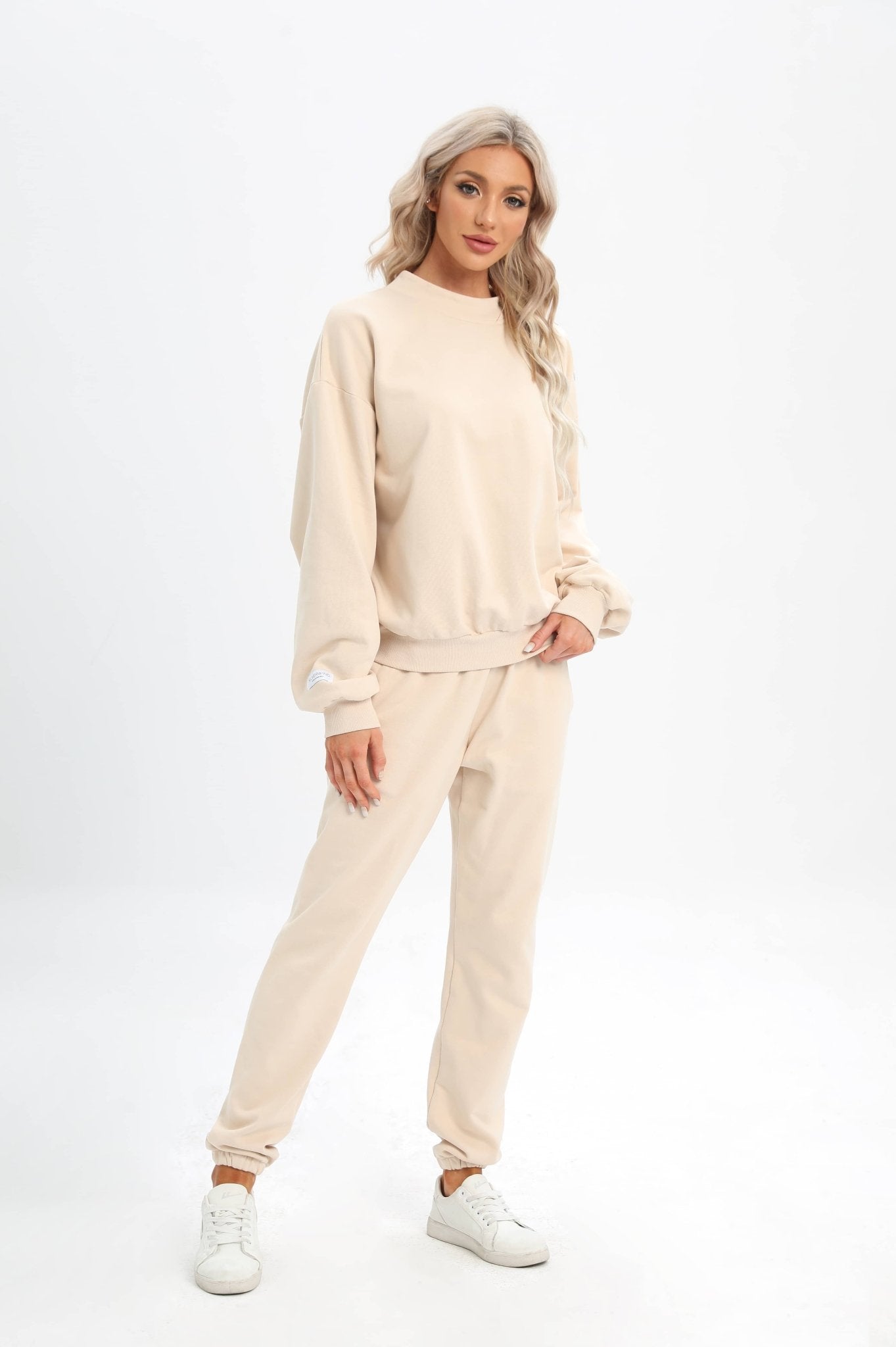Relaxed Two - way Oversized Sweatshirt - Cosmic Latte - MYSILVERWIND