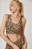 Wildness Leopard Cutout Shoulder Sports Bra