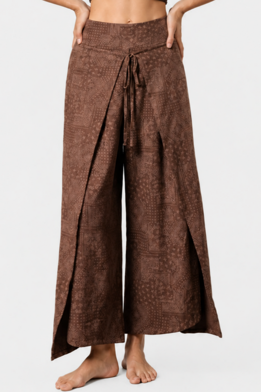 BohoFlow High-Waist Wrap Wide-Leg Yoga Pants