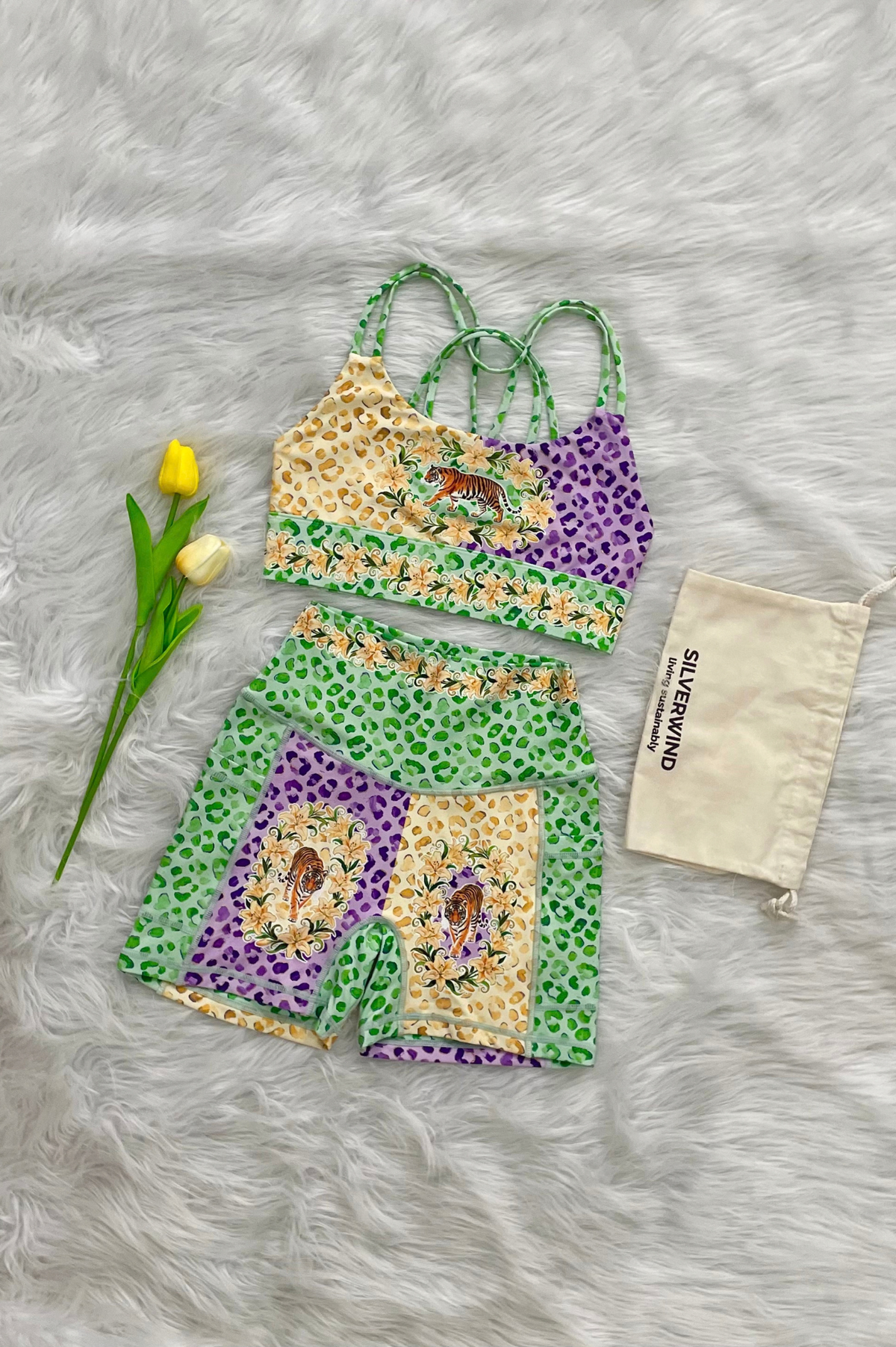 Patchwork Lilac Tiger Limited Workout Set-MYSILVERWIND