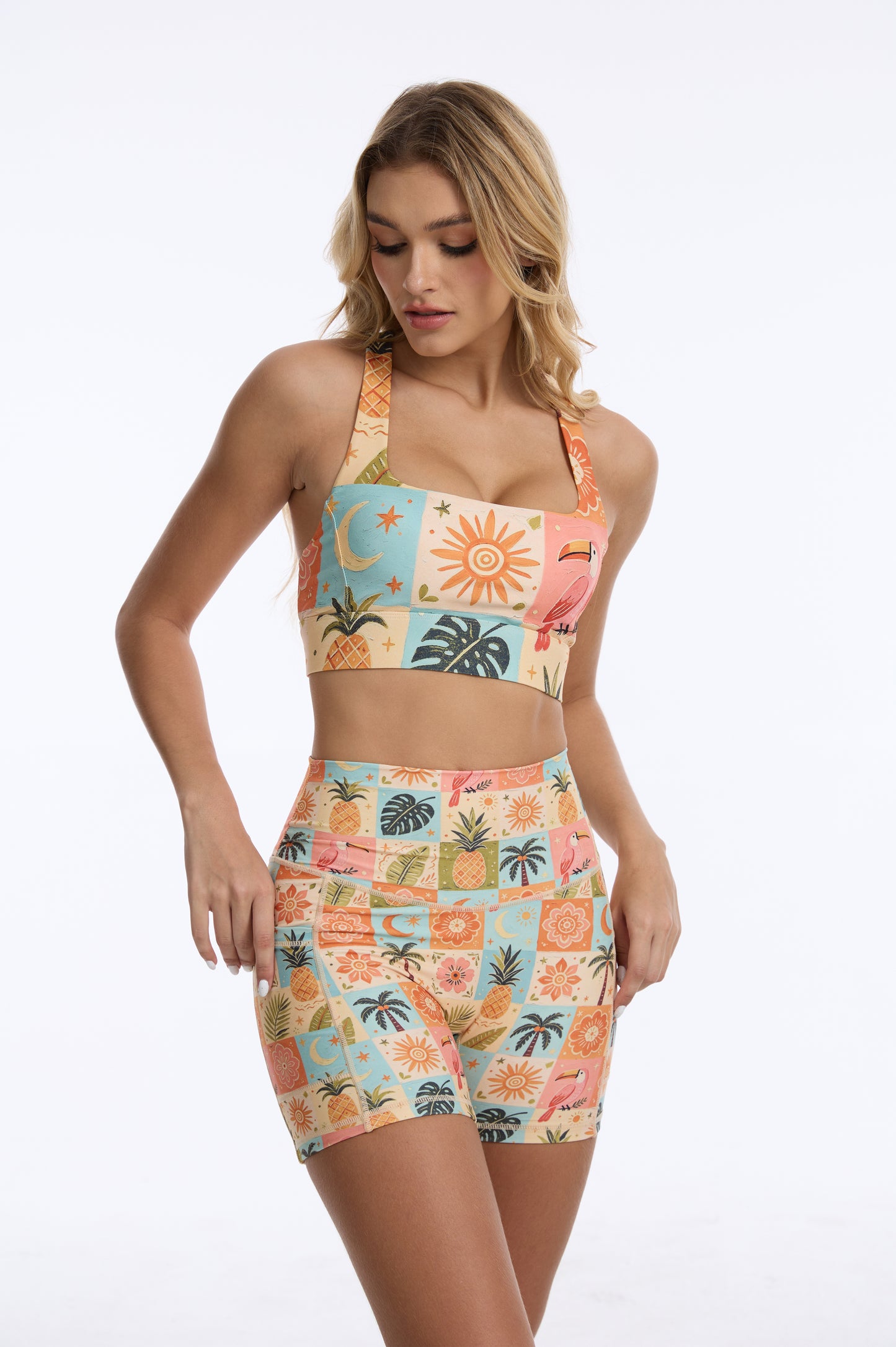 Retro Sunbeam High-waisted Shorts With Pockets