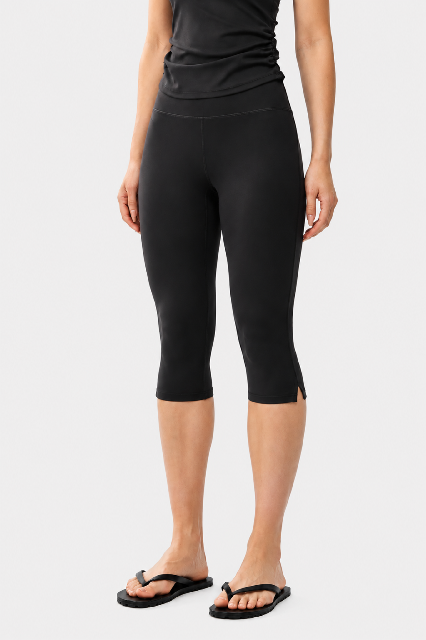 SnugFit Soft High-Waisted Sculpting Capri Yoga Leggings-SILVERWIND