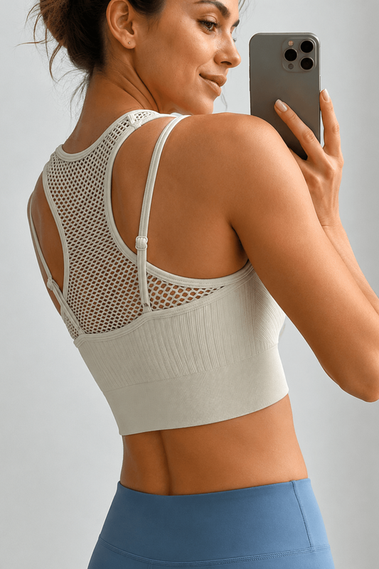 MeshMuse Breathable Seamless Padded Sports Bra - MYSILVERWIND