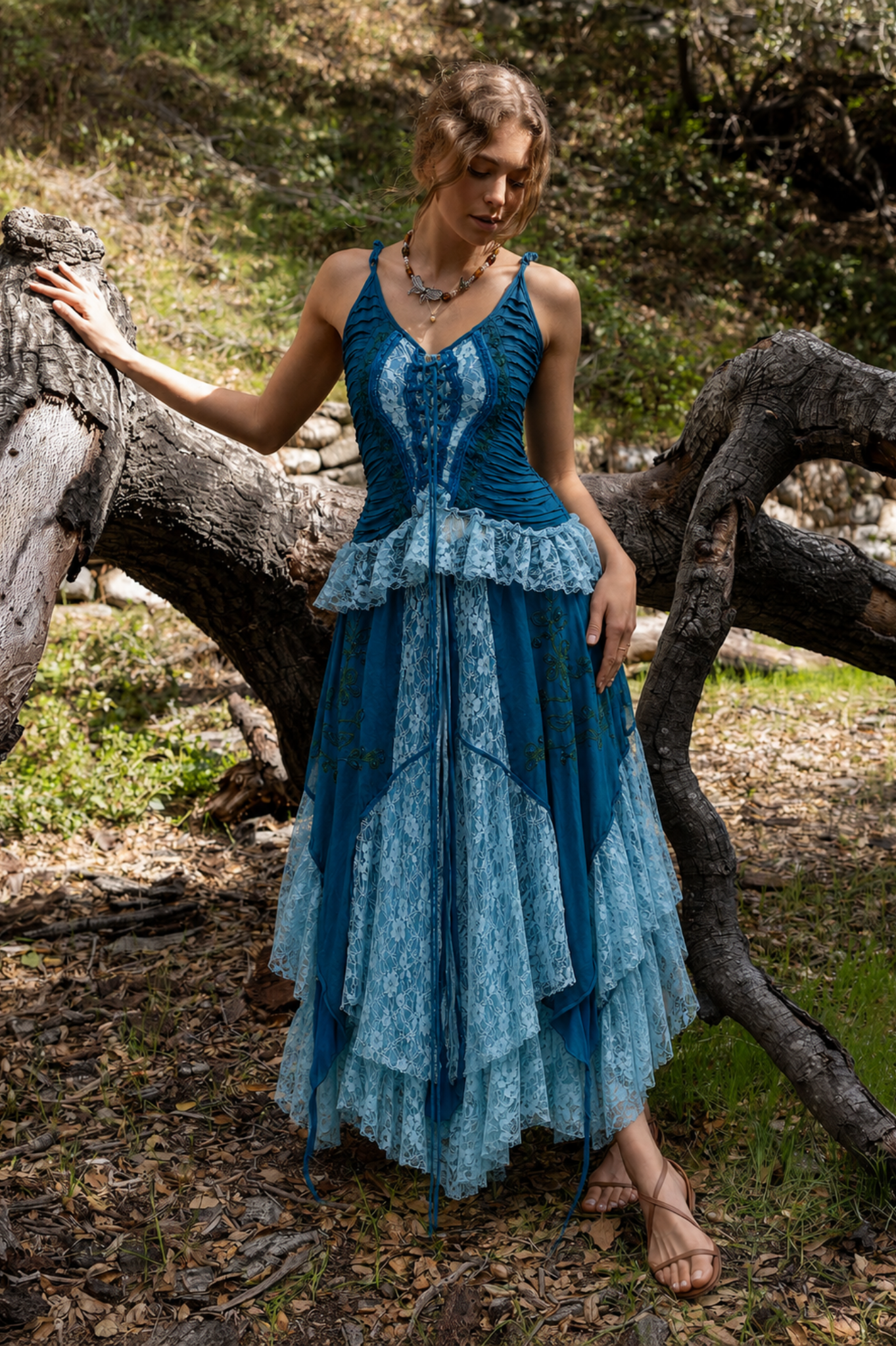 Handmade Bluebell Forest Bohemian Fairy Dress Set
