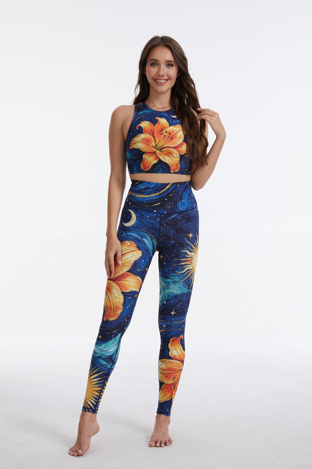 Night Sky Lily Tank Top Bra-MYSILVERWIND