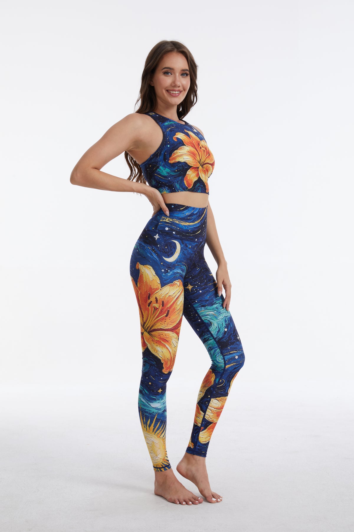 Night Sky Lily Tank Top Bra-MYSILVERWIND