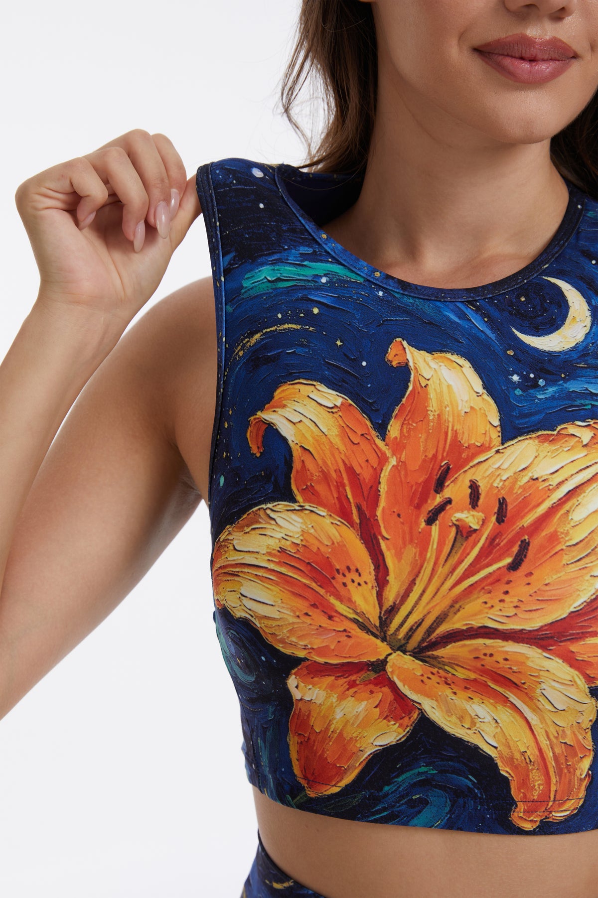 Night Sky Lily Tank Top Bra-MYSILVERWIND