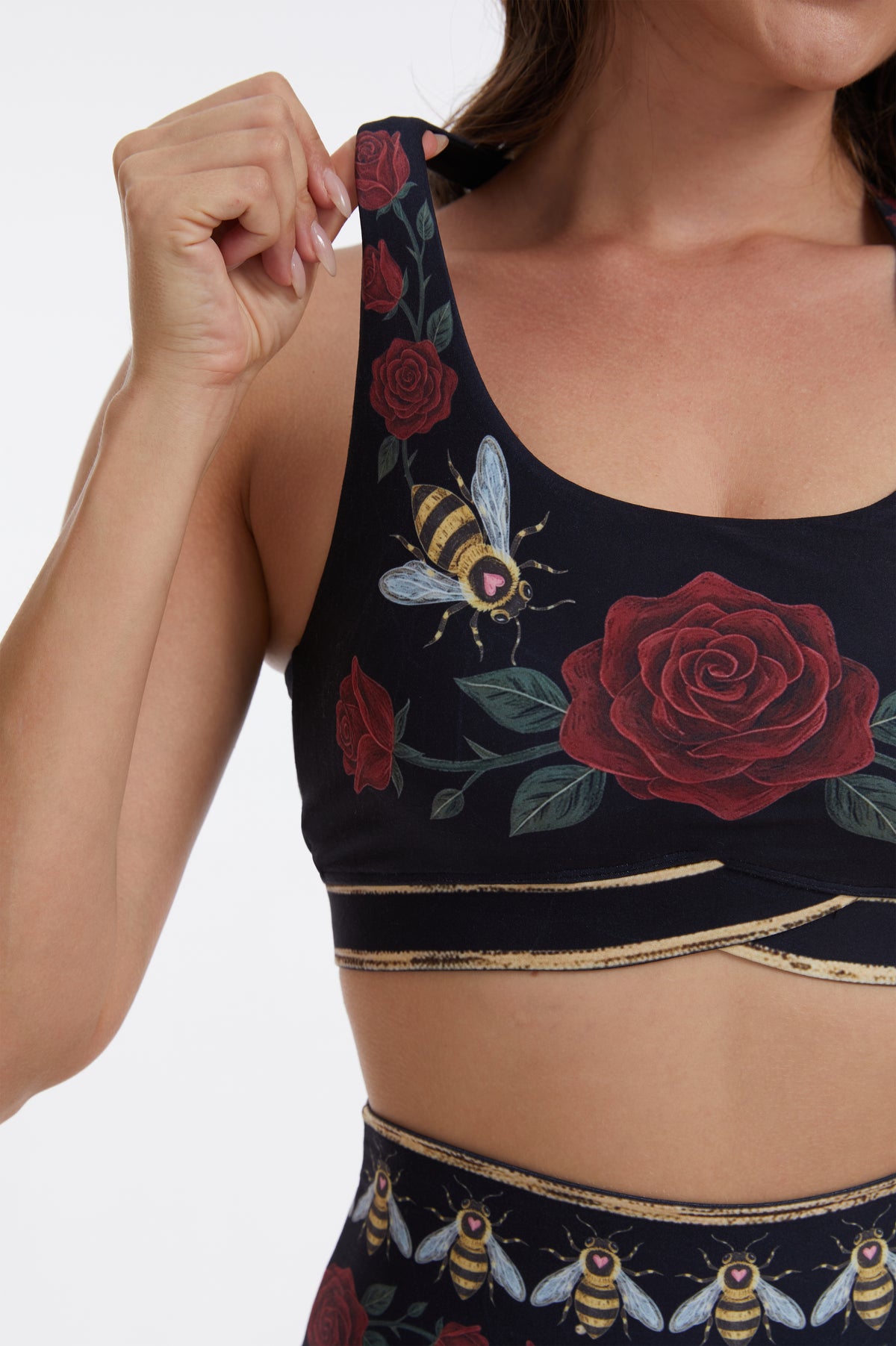 Rose Bee Strappy Sports Bra-MYSILVERWIND