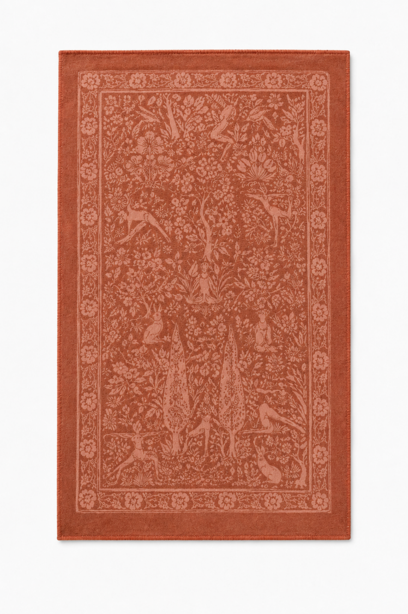 Brick Red Bunny Double-Sided Print Yoga Hand Towel