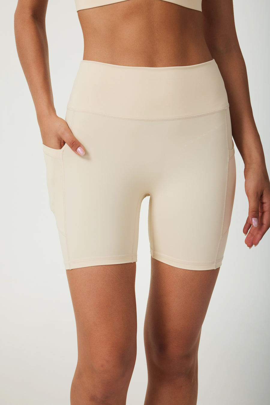 ButterySoft High-waisted bike shorts- Ivory White