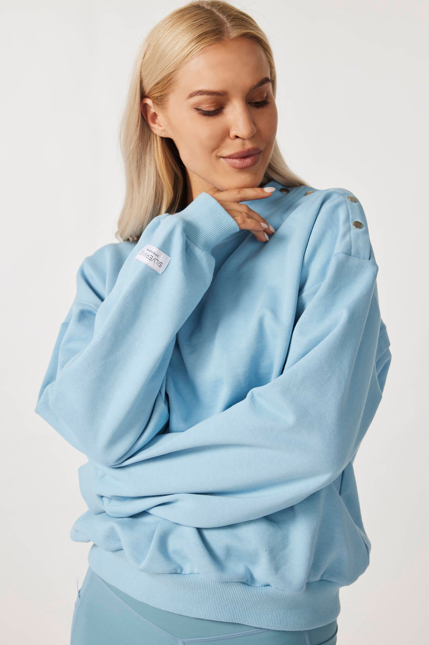 Relaxed Two-way Oversized Sweatshirt - Calm Blue