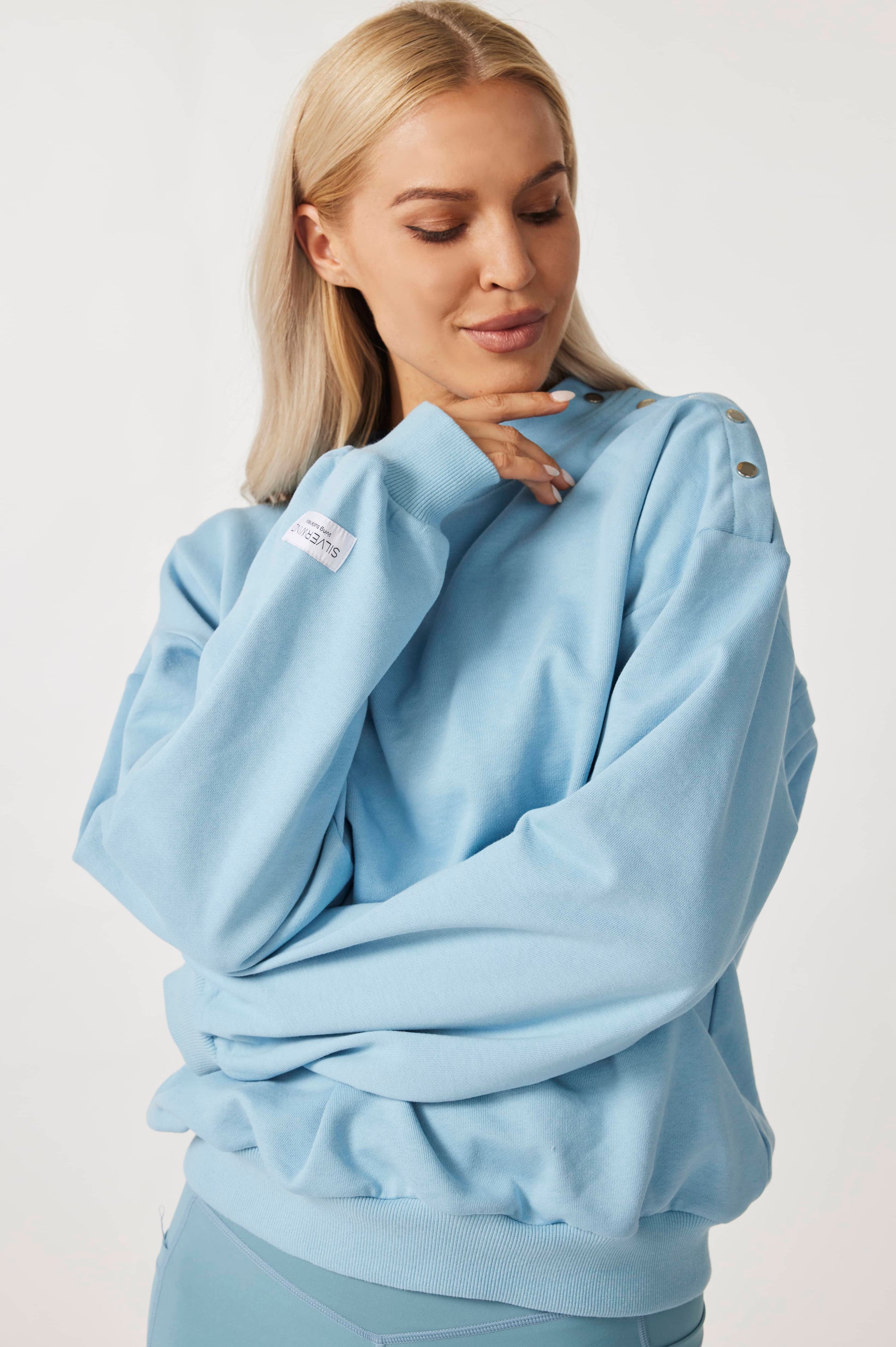 Relaxed Two-way Oversized Sweatshirt - Calm Blue - SILVERWIND