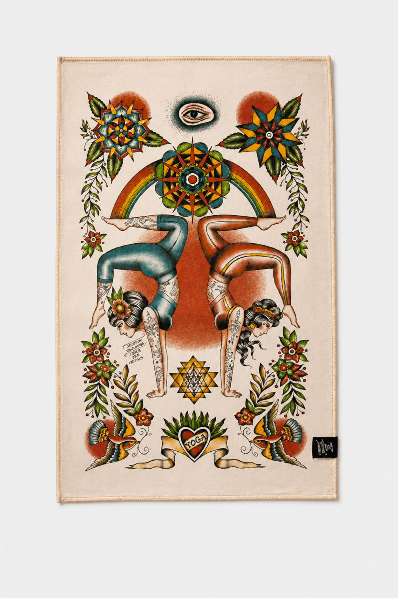 Oldschool Tattoo Double-Sided Print Yoga Hand Towel