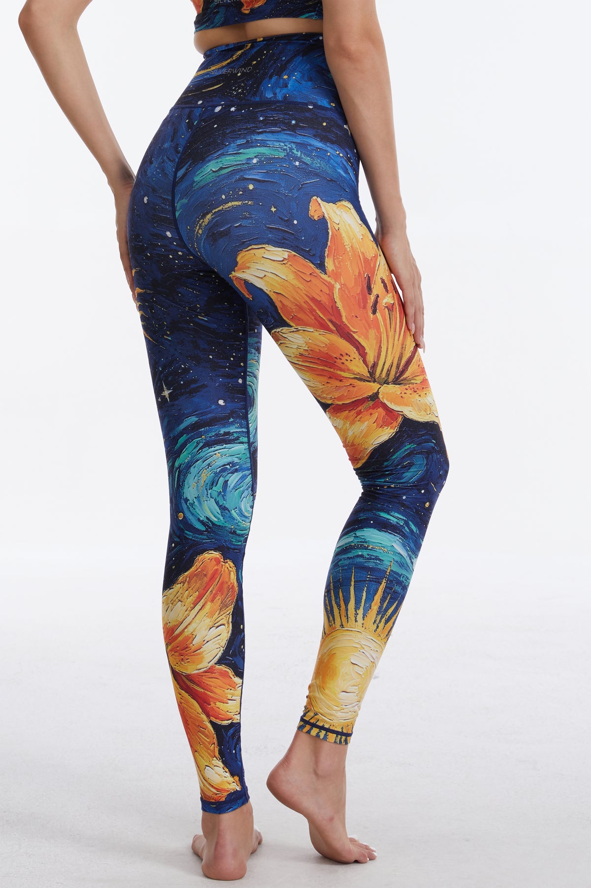 Night Sky Lily  High-waisted Leggings-MYSILVERWIND