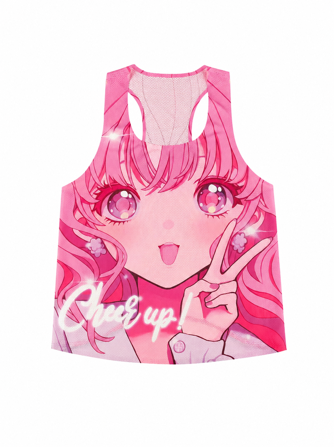 Y2K Pink Anime Marathon Racerback Running Tank Performance Training Vest