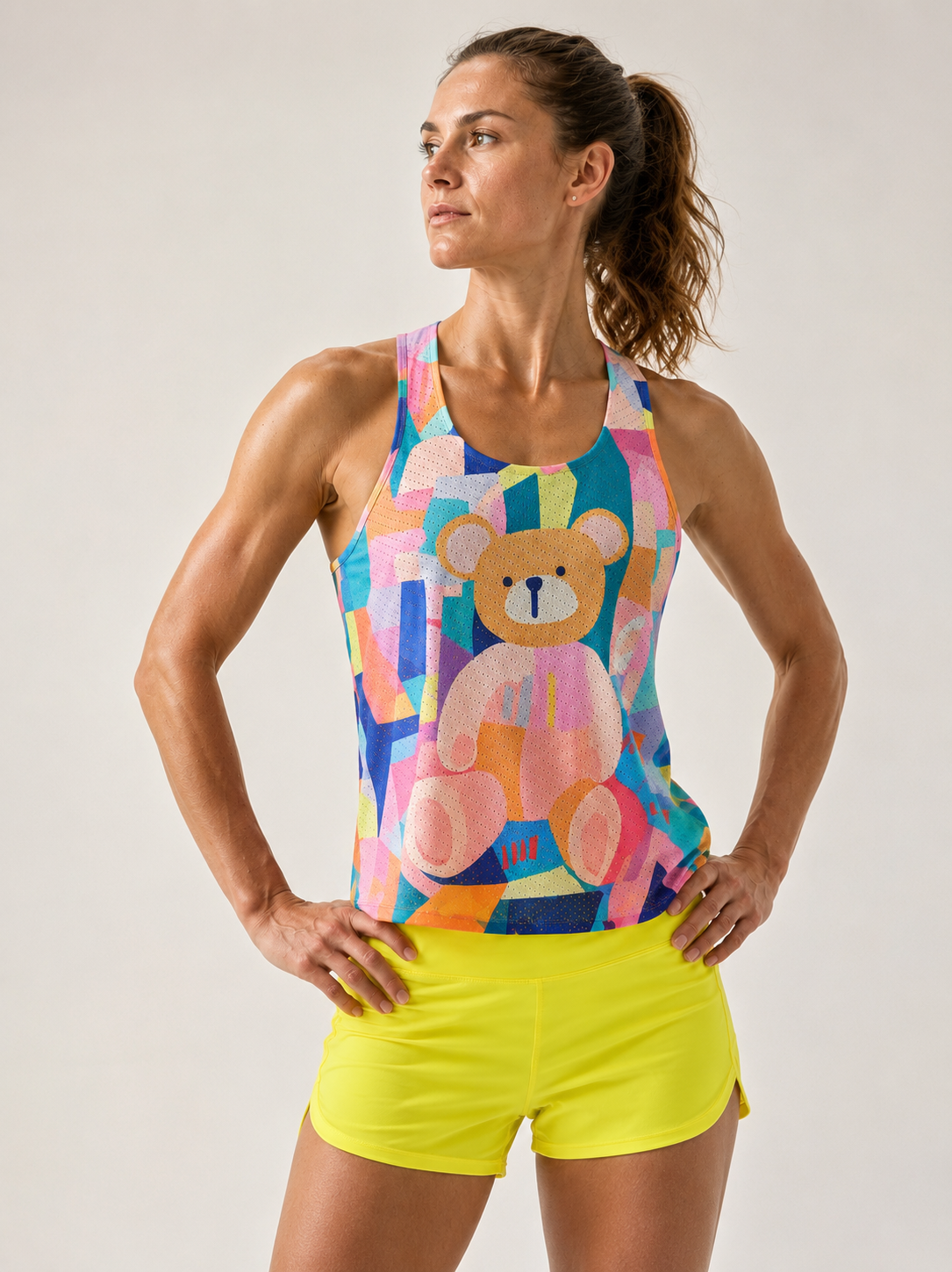 Color Pop Teddy Marathon Racerback Running Tank Performance Training Vest