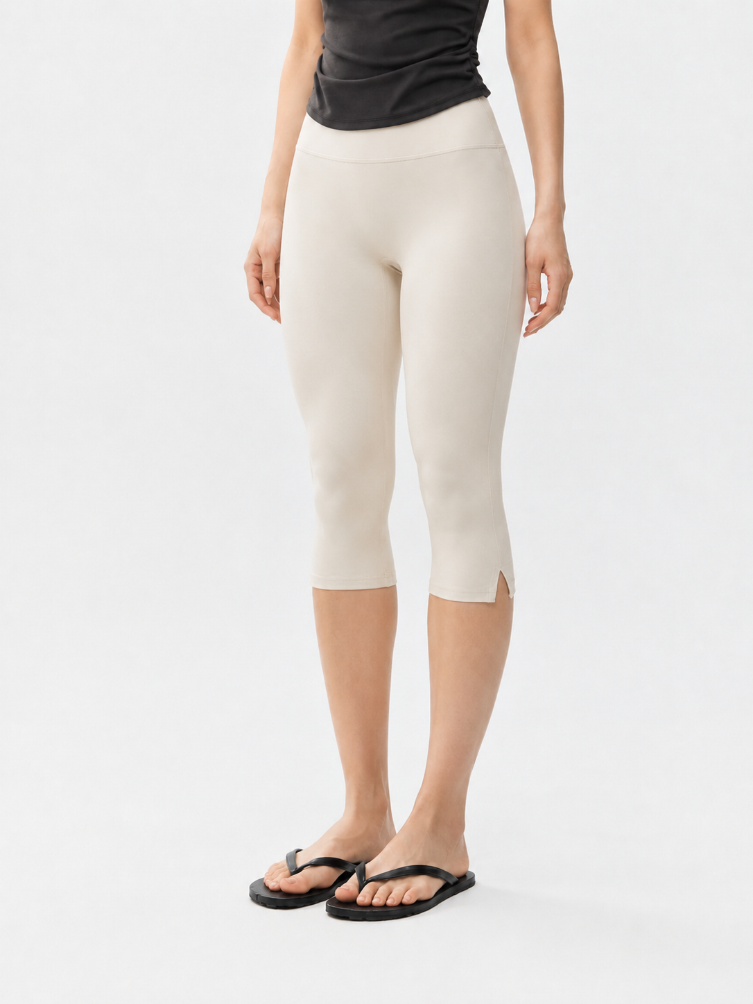 SnugFit Soft High-Waisted Sculpting Capri Yoga Leggings-SILVERWIND