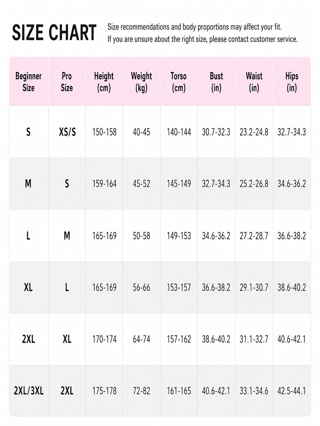 ChromaSpeed size chart SILVERWIND