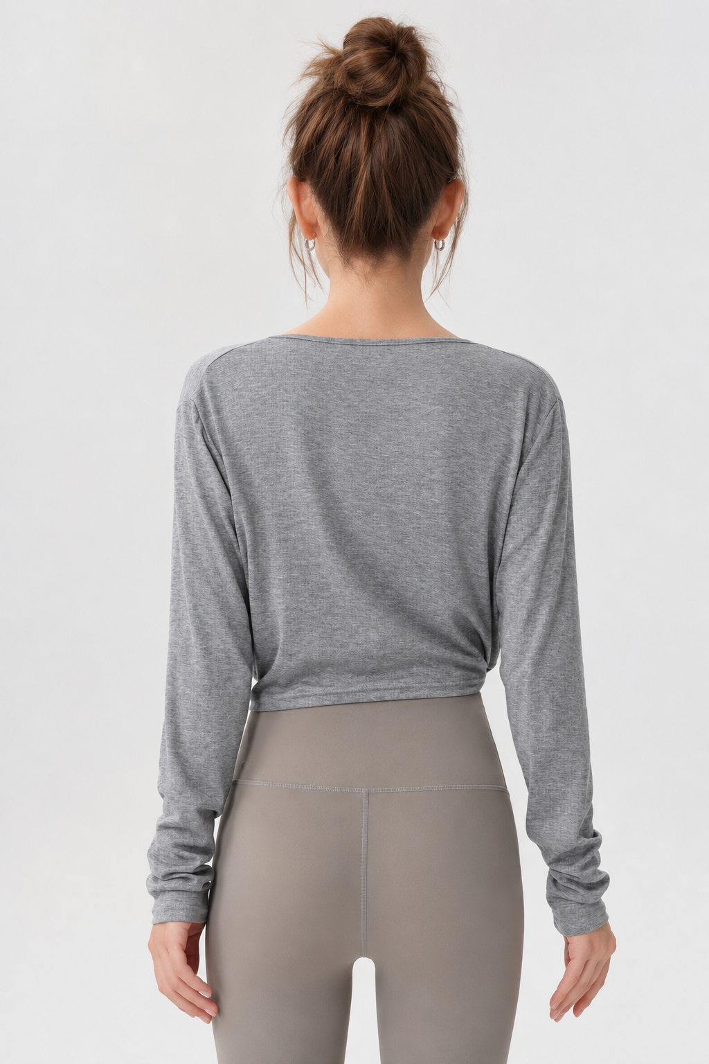 Heather Flow Draped Wrap Top-SILVERWIND